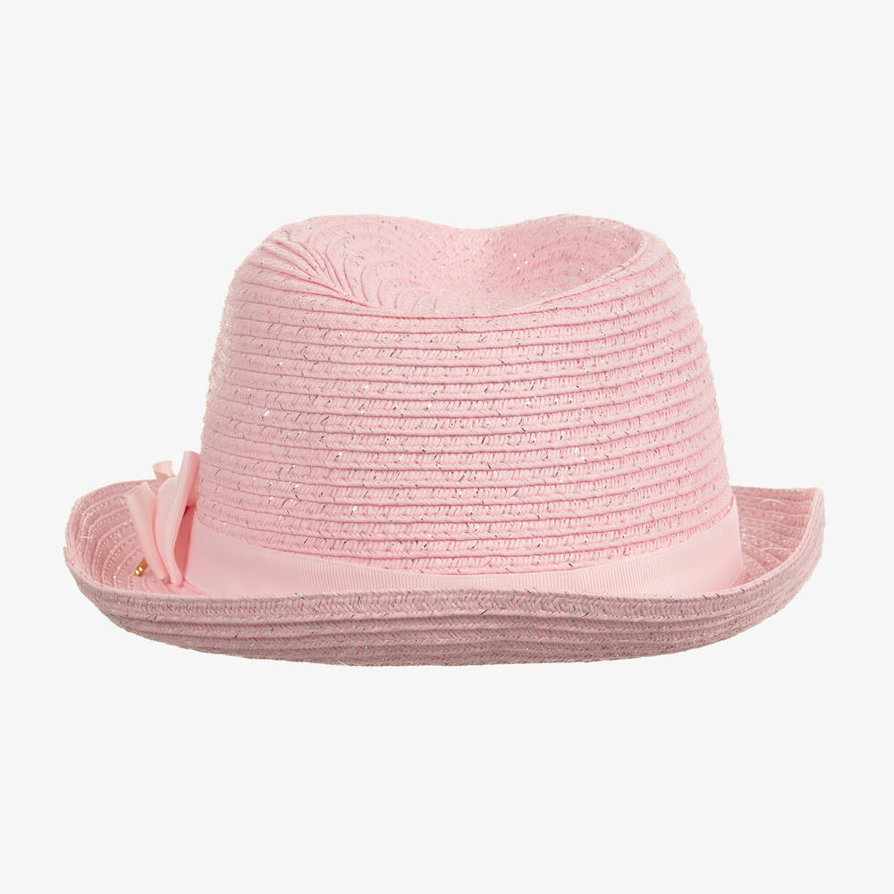 Angel's Face-Розовая соломенная шляпа с узкими полями | Childrensalon Outlet