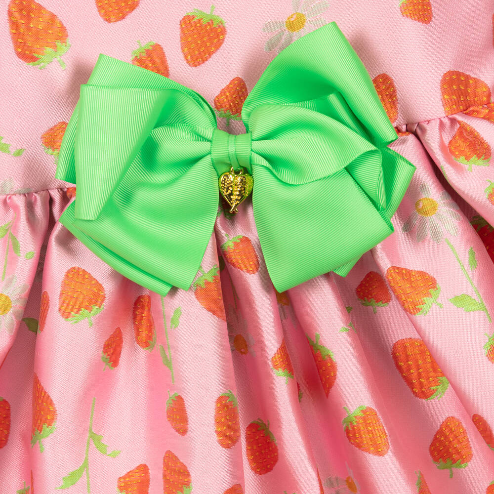 Angel's Face - Girls Pink Strawberry Jacquard Dress
