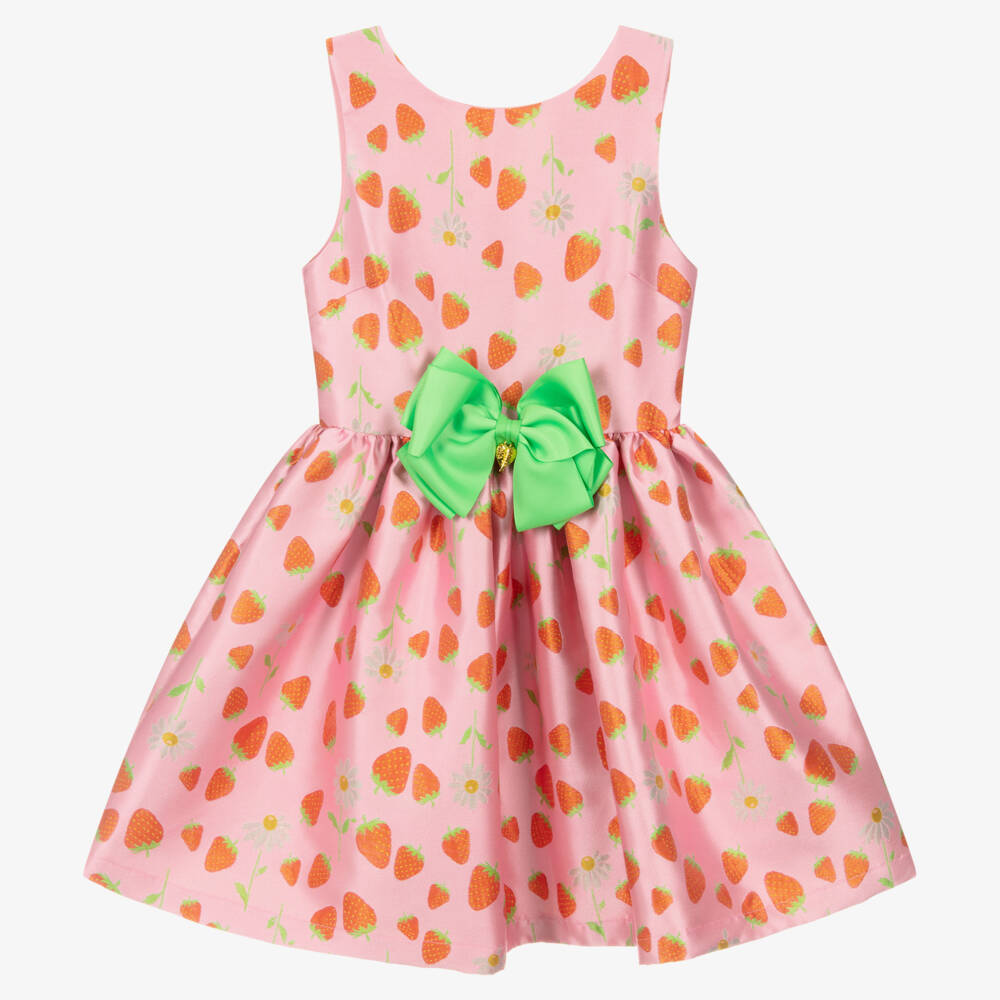 Angel's Face-Розовое жаккардовое платье с клубникой | Childrensalon Outlet