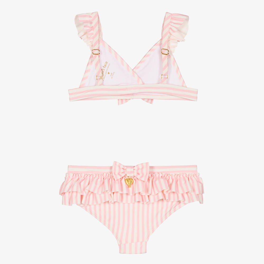 Angel's Face-Girls Pink Striped Frill Bikini | Childrensalon Outlet
