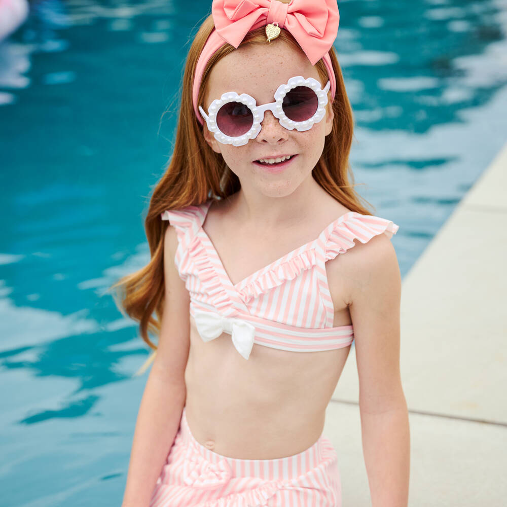 Angel's Face-Girls Pink Striped Frill Bikini | Childrensalon Outlet