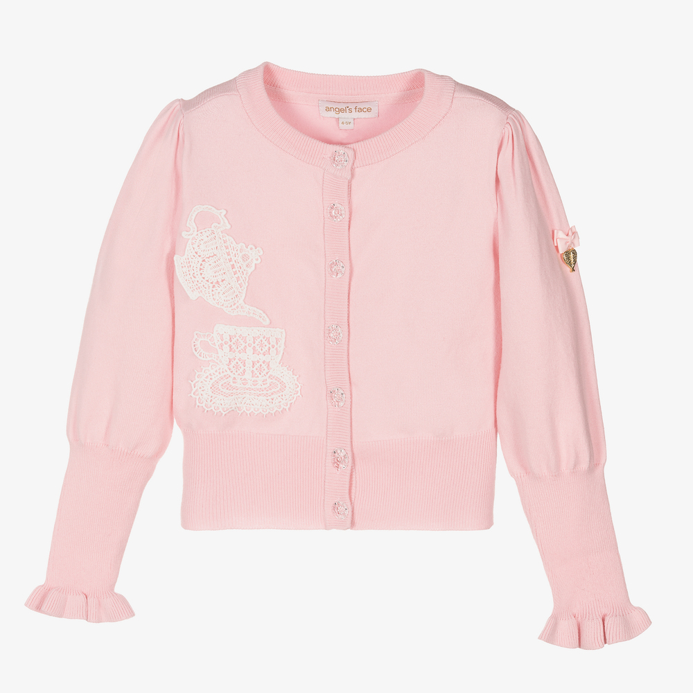 Angel's Face - Girls Pink Teapot Cardigan | Childrensalon