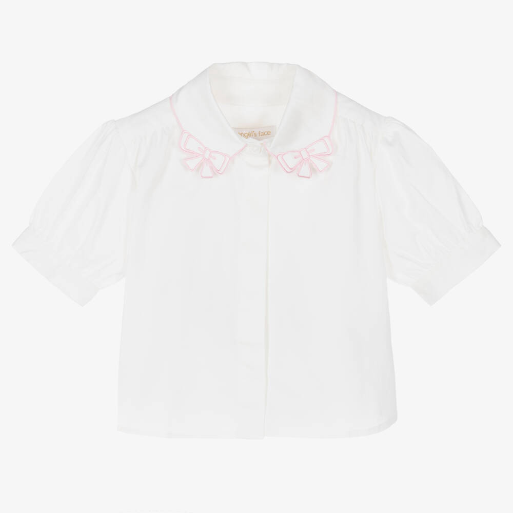 Angel's Face-Girls Pink Trim Cotton Blouse | Childrensalon Outlet