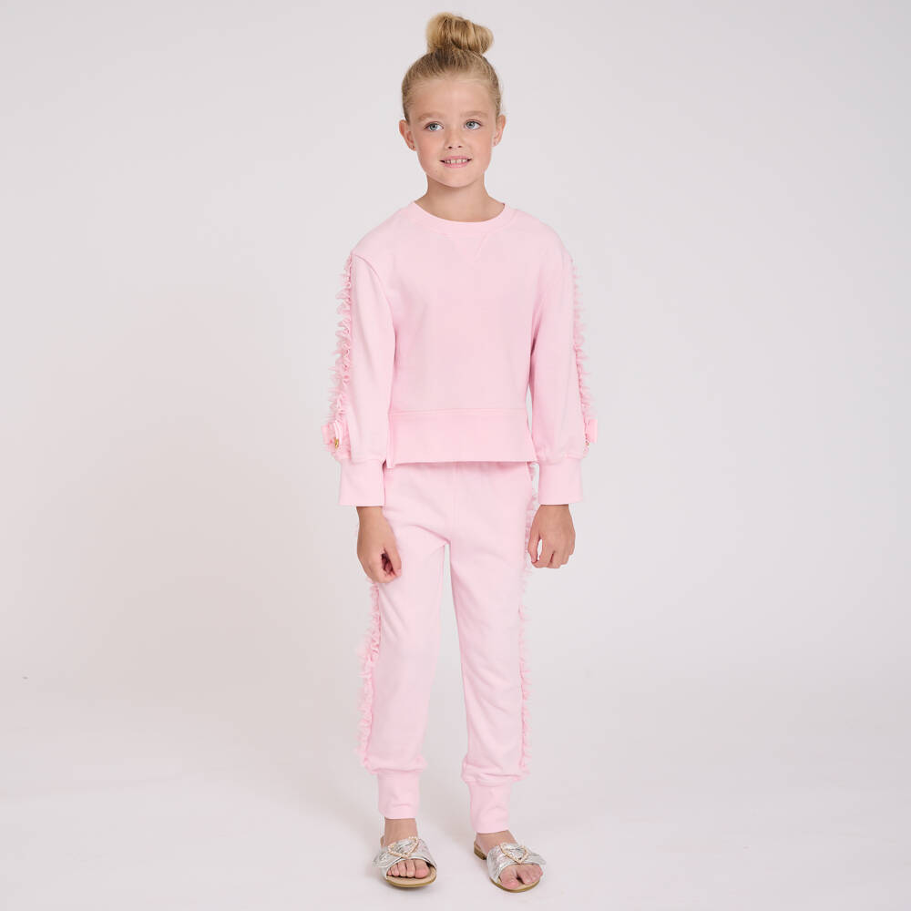 Angel's Face-Розовый спортивный костюм из хлопка с отделкой из тюля | Childrensalon Outlet