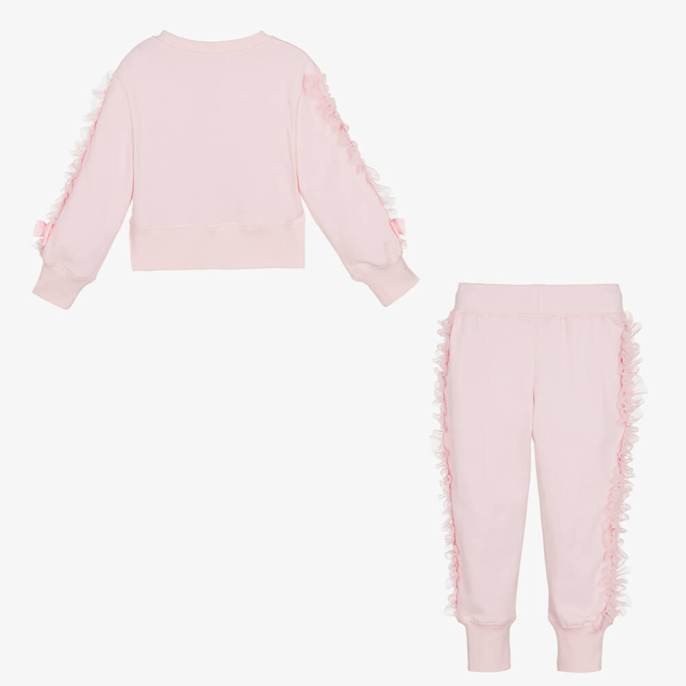 Angel's Face-Розовый спортивный костюм из хлопка с отделкой из тюля | Childrensalon Outlet
