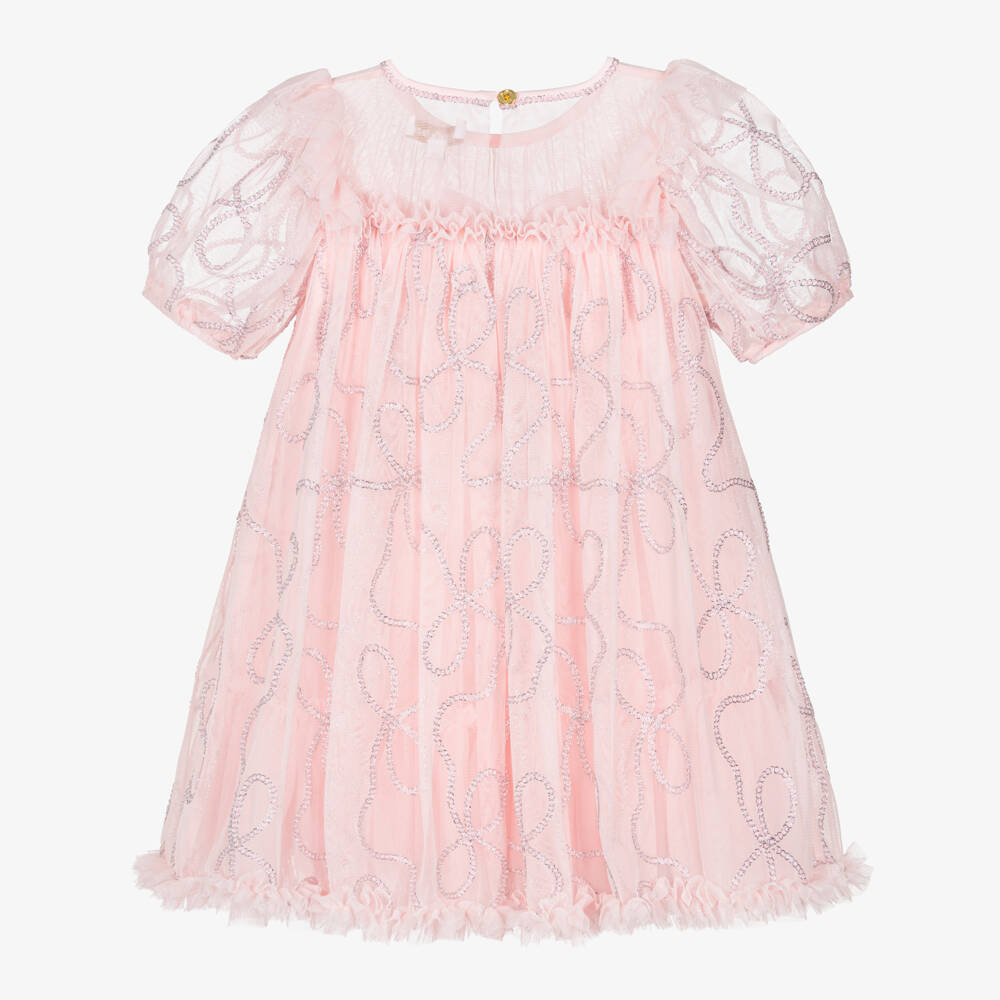 Angel's Face-Платье из розового тюля с пайетками и бантом | Childrensalon Outlet