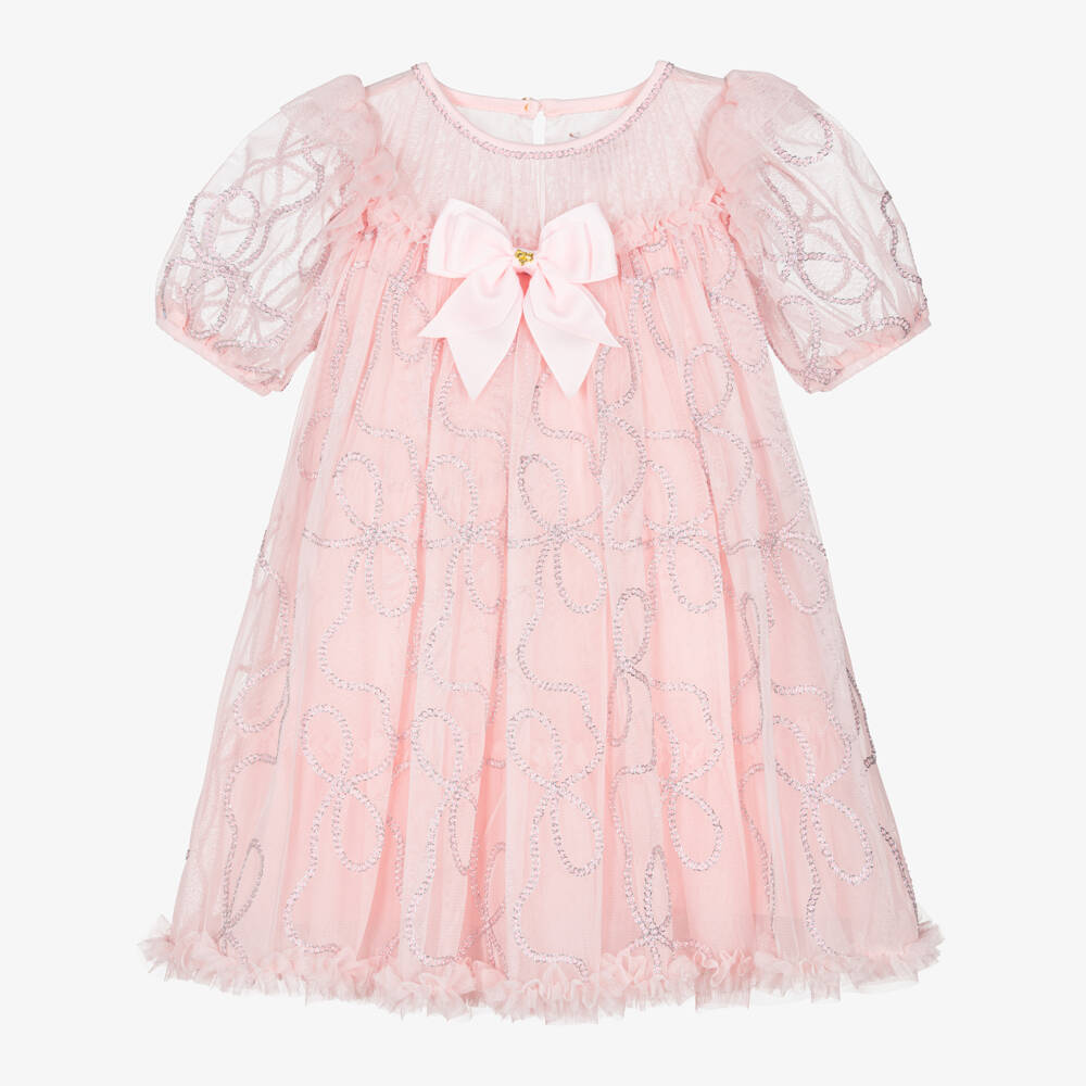 Angel's Face-Платье из розового тюля с пайетками и бантом | Childrensalon Outlet