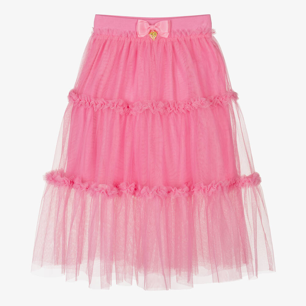 Angel's Face - Girls Pink Tulle Midi Skirt | Childrensalon