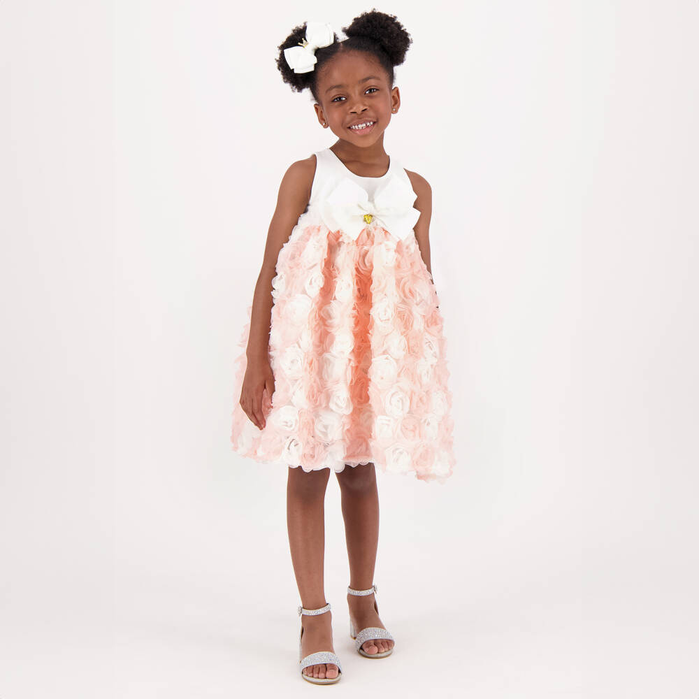 Angel's Face-Платье из розового и белого тюля с цветочным узором для девочек | Childrensalon Outlet