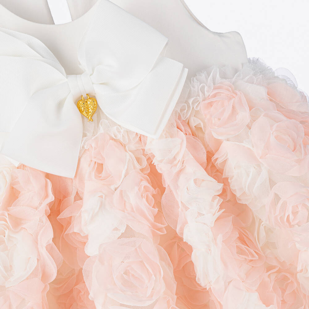 Angel's Face-Платье из розового и белого тюля с цветочным узором для девочек | Childrensalon Outlet