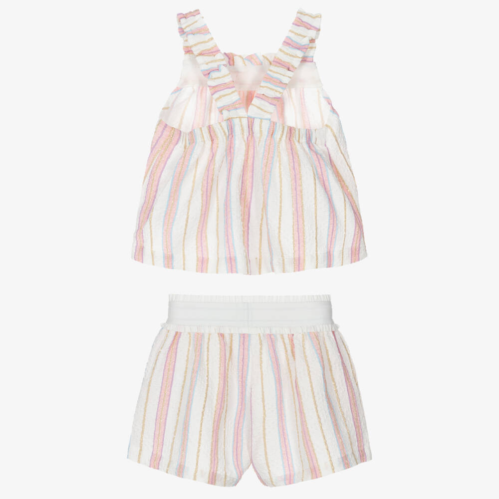 Angel's Face-Girls Pink & White Stripe Crinkle Shorts Set | Childrensalon Outlet