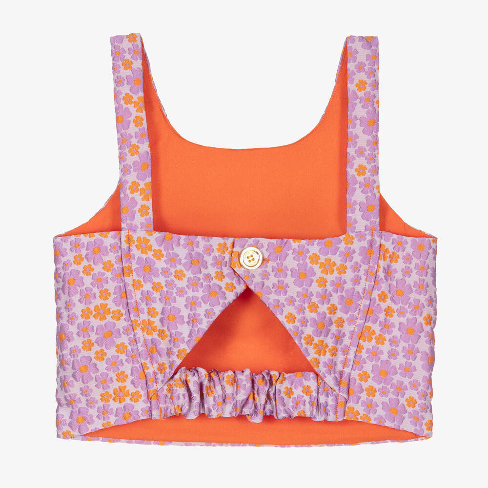 Angel's Face-Фиолетовая укороченная блузка из парчи | Childrensalon Outlet