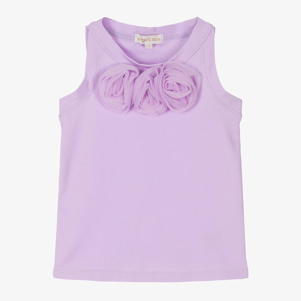 Angel's Face-Girls Purple Cotton Sleeveless Top | Childrensalon Outlet
