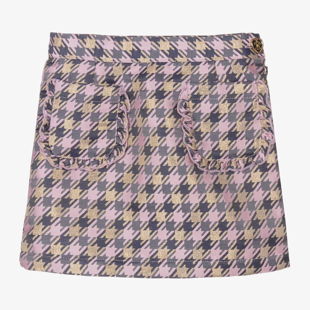Angel's Face-Girls Purple & Gold Houndstooth Skirt | Childrensalon Outlet