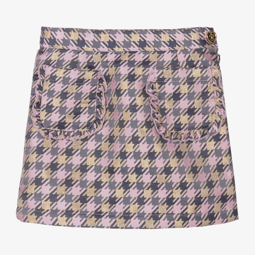 Angel's Face - Girls Purple & Gold Houndstooth Skirt | Childrensalon