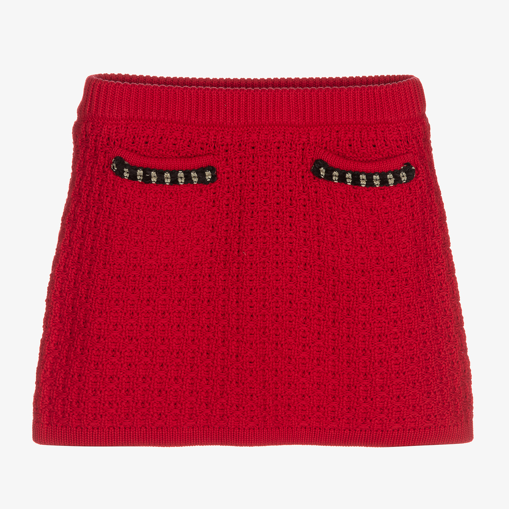 Angel's Face - Girls Red Cotton Knit Skirt | Childrensalon