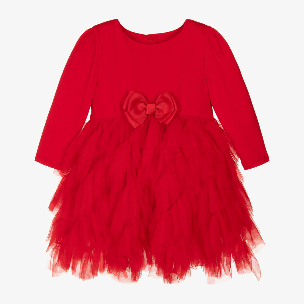 Angel's Face-فستان تول وجيرسي لون أحمر | Childrensalon Outlet