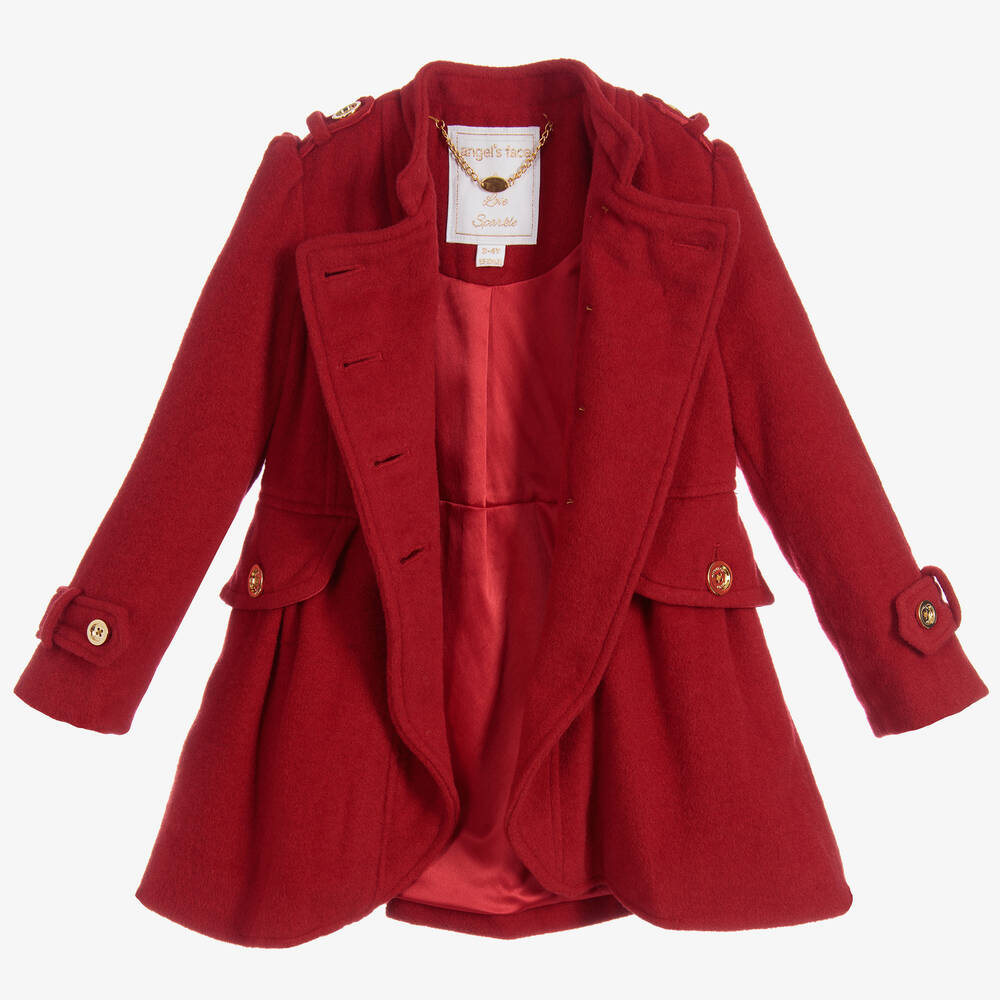Angel's Face-Girls Red Military Coat  | Childrensalon Outlet