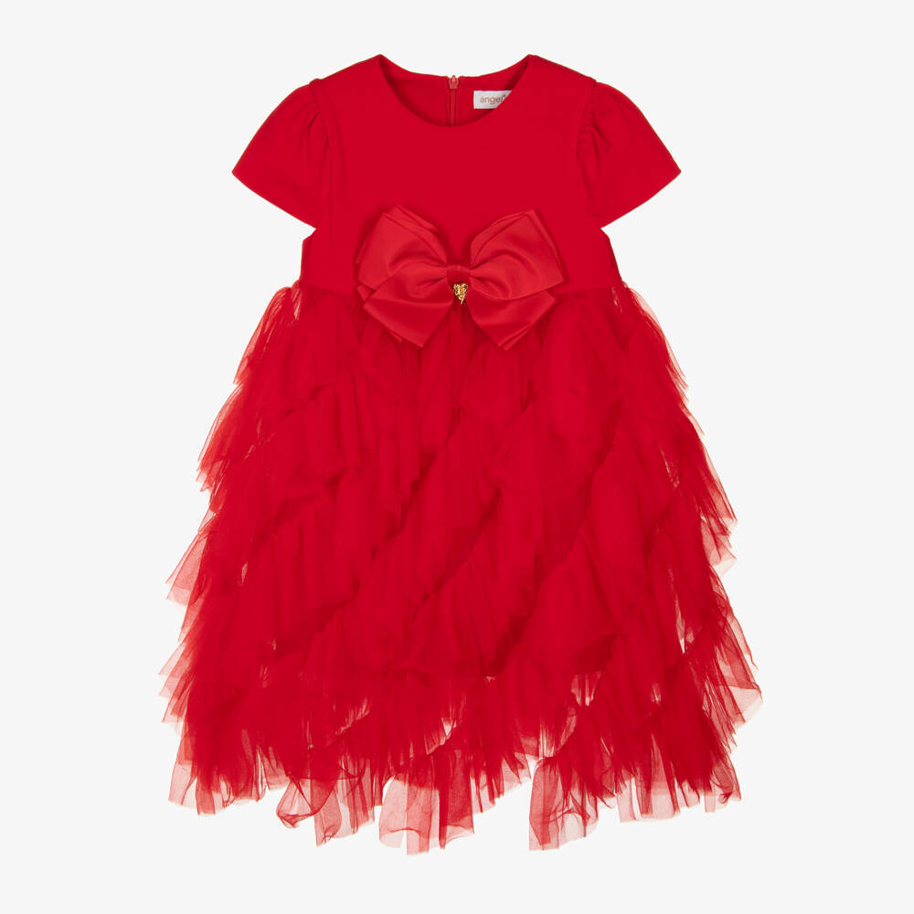 Angel's Face-Girls Red Ruffle Tulle Dress | Childrensalon Outlet