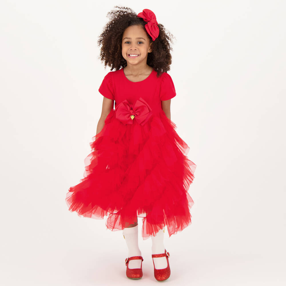 Angel's Face-Girls Red Ruffle Tulle Dress | Childrensalon Outlet