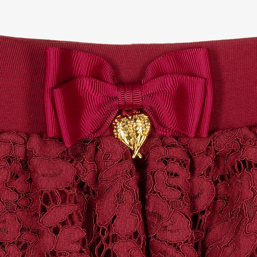 Angel's Face - Girls Red Tulle & Lace Trim Tutu Skirt