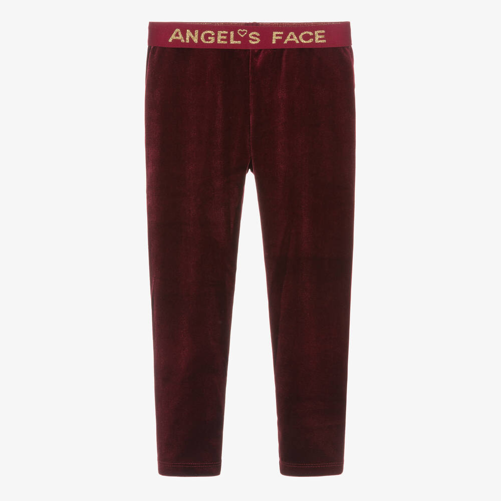 Angel's Face - Girls Red Velour Leggings | Childrensalon