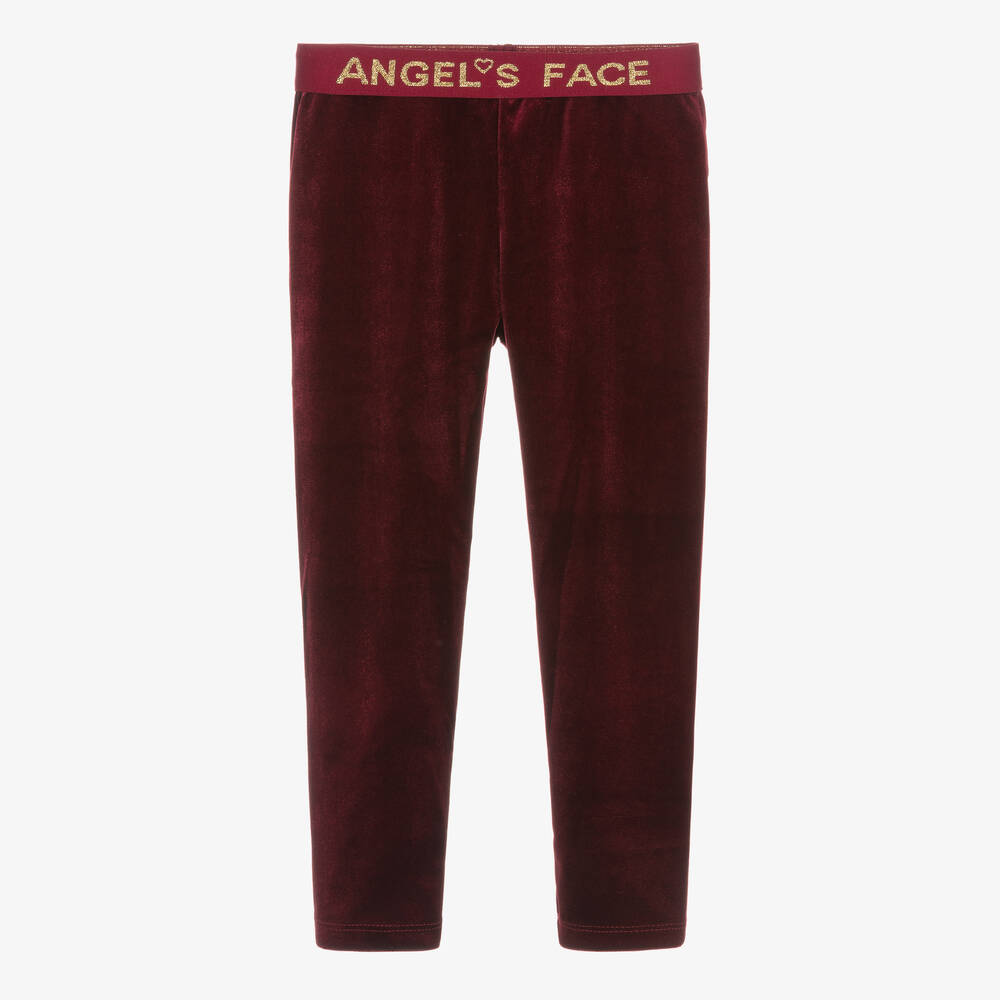 Angel's Face - Rote Velours-Leggings für Mädchen | Childrensalon