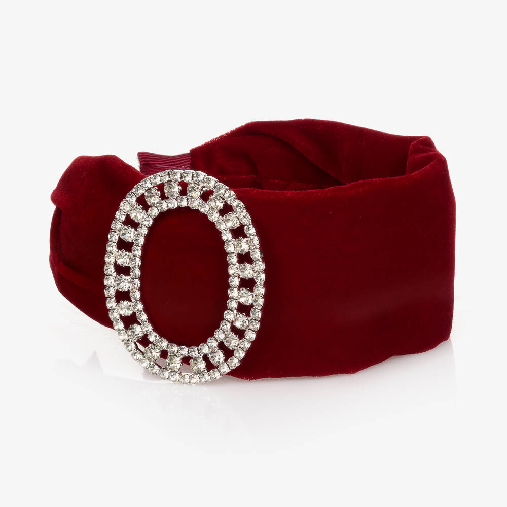 انجلز فيس-طوق للشعر مخمل لون أحمر للبنات | Childrensalon Outlet