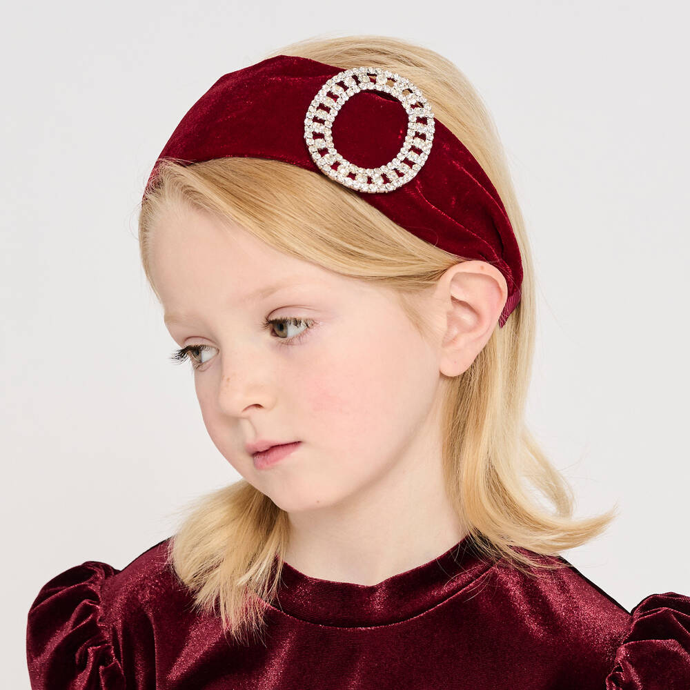 انجلز فيس-طوق للشعر مخمل لون أحمر للبنات | Childrensalon Outlet