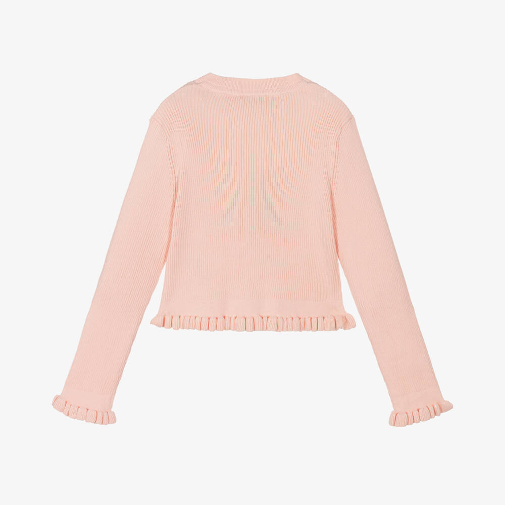 Angel's Face-Girls Ribbed Peach Cotton Cardigan | Childrensalon Outlet