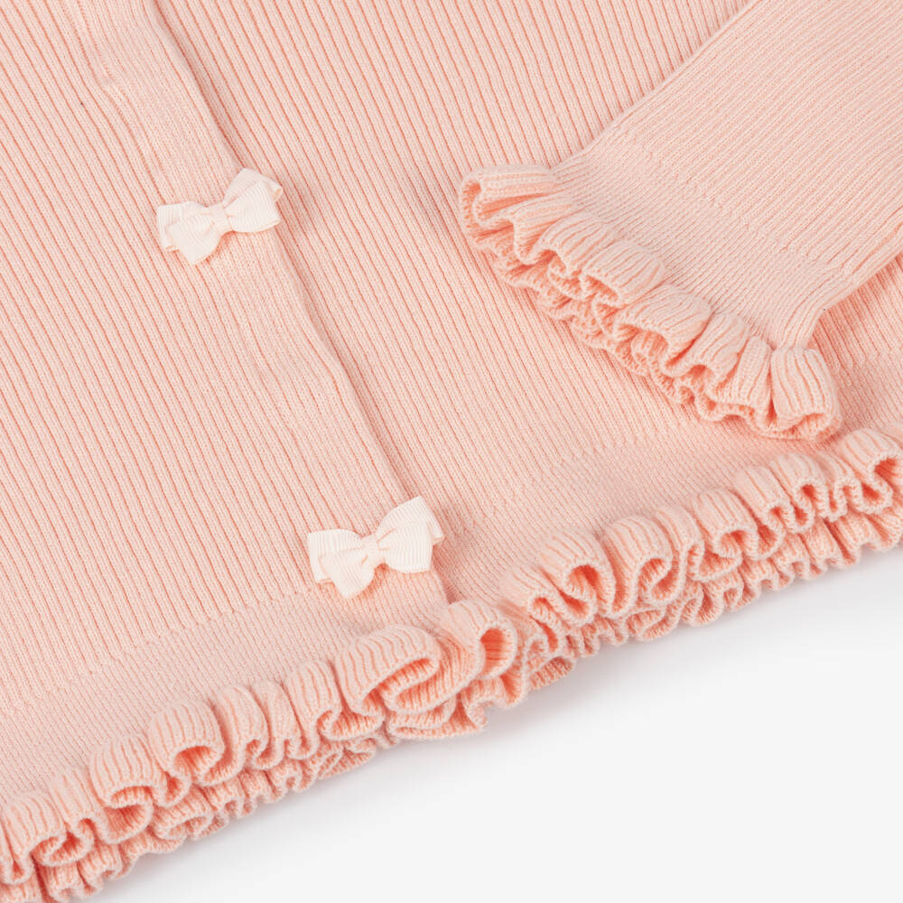 Angel's Face-Girls Ribbed Peach Cotton Cardigan | Childrensalon Outlet