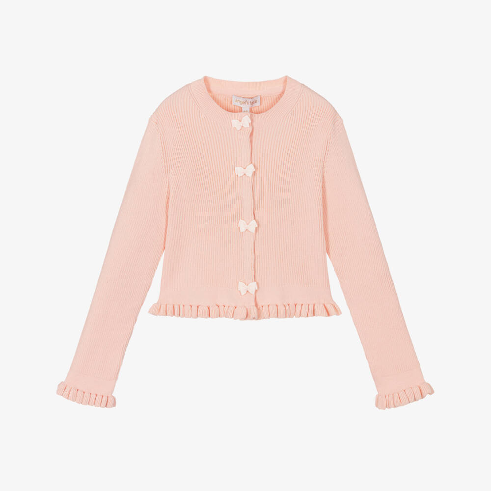 Angel's Face-Girls Ribbed Peach Cotton Cardigan | Childrensalon Outlet