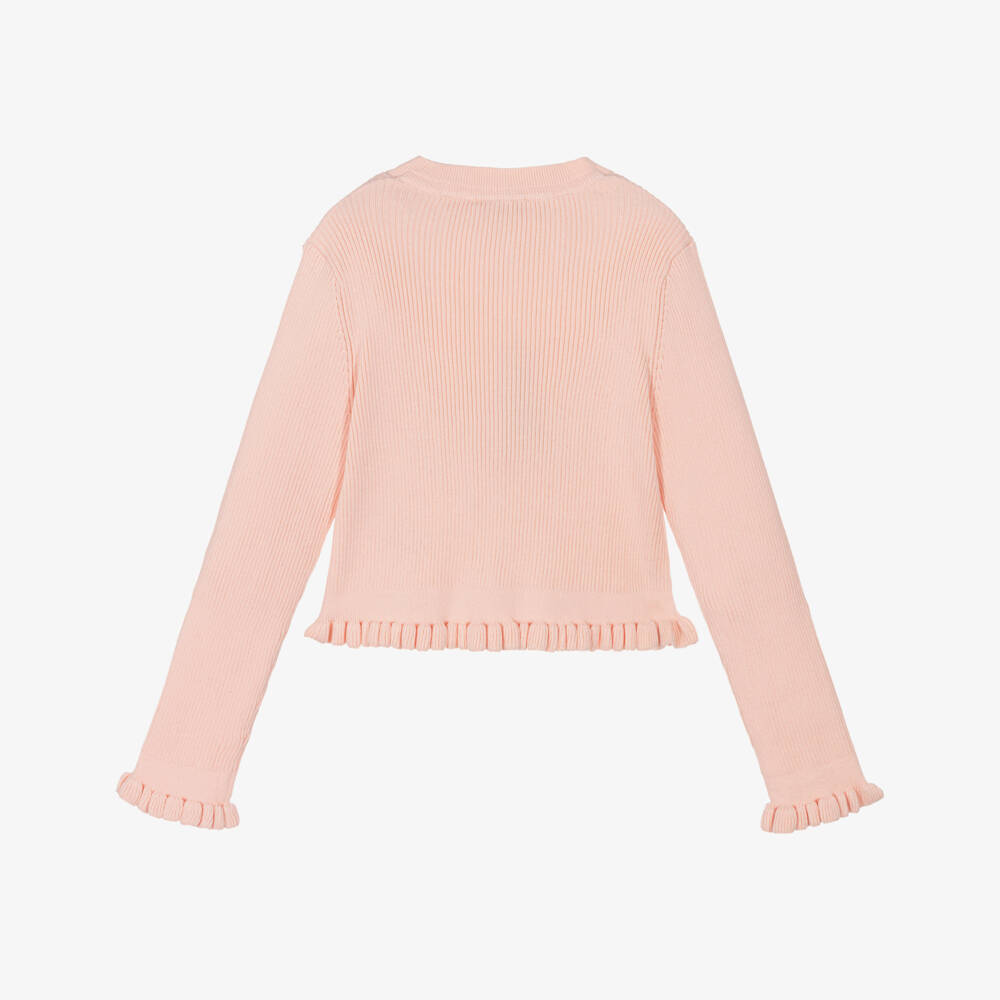 Angel's Face-Girls Ribbed Peach Cotton Cardigan | Childrensalon Outlet