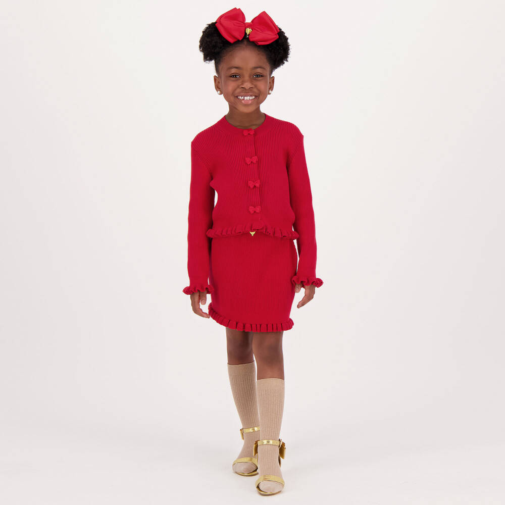 Angel's Face-Girls Ribbed Red Bow Skirt | Childrensalon Outlet