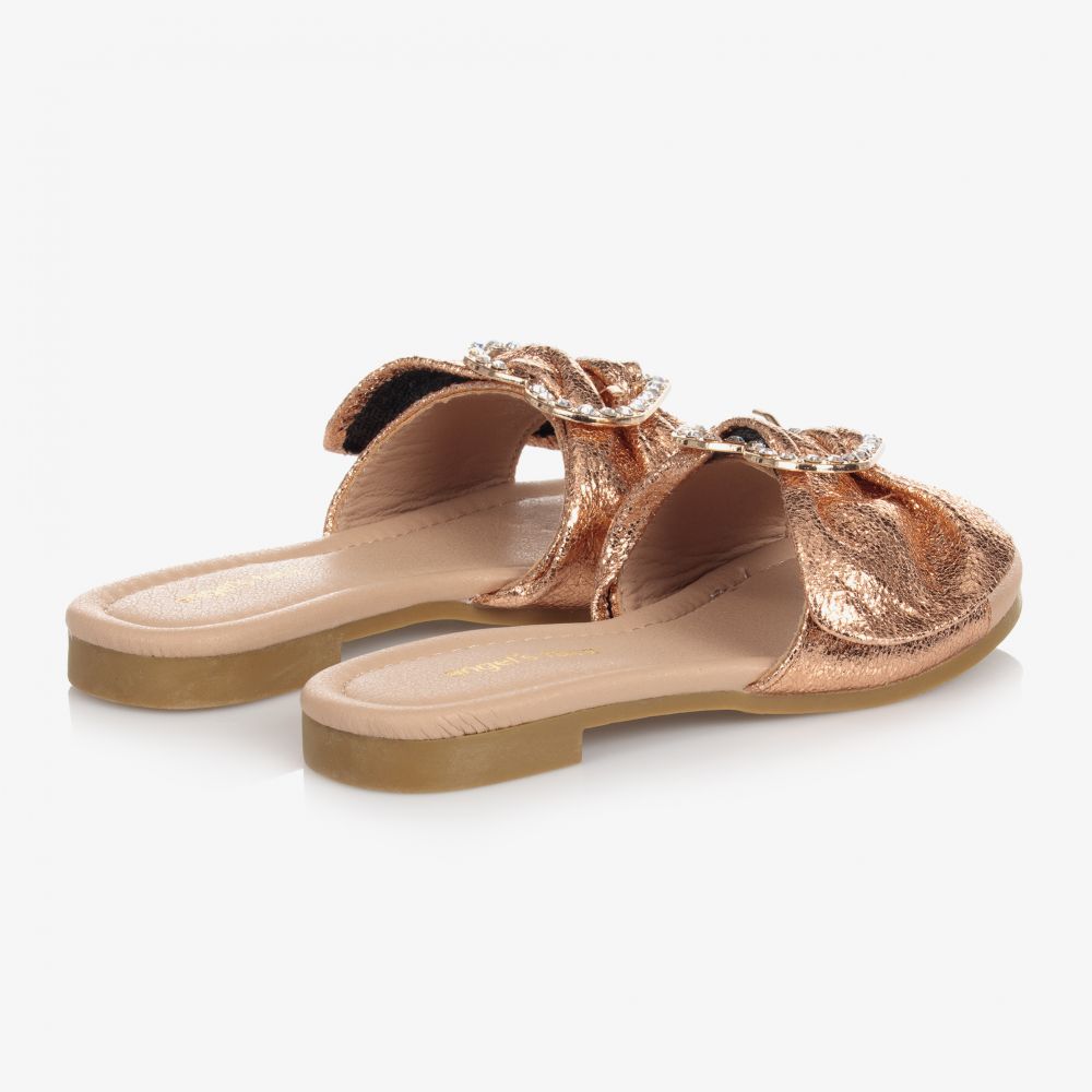 Angel s Face Girls Rose Gold Heart Sliders Childrensalon Outlet