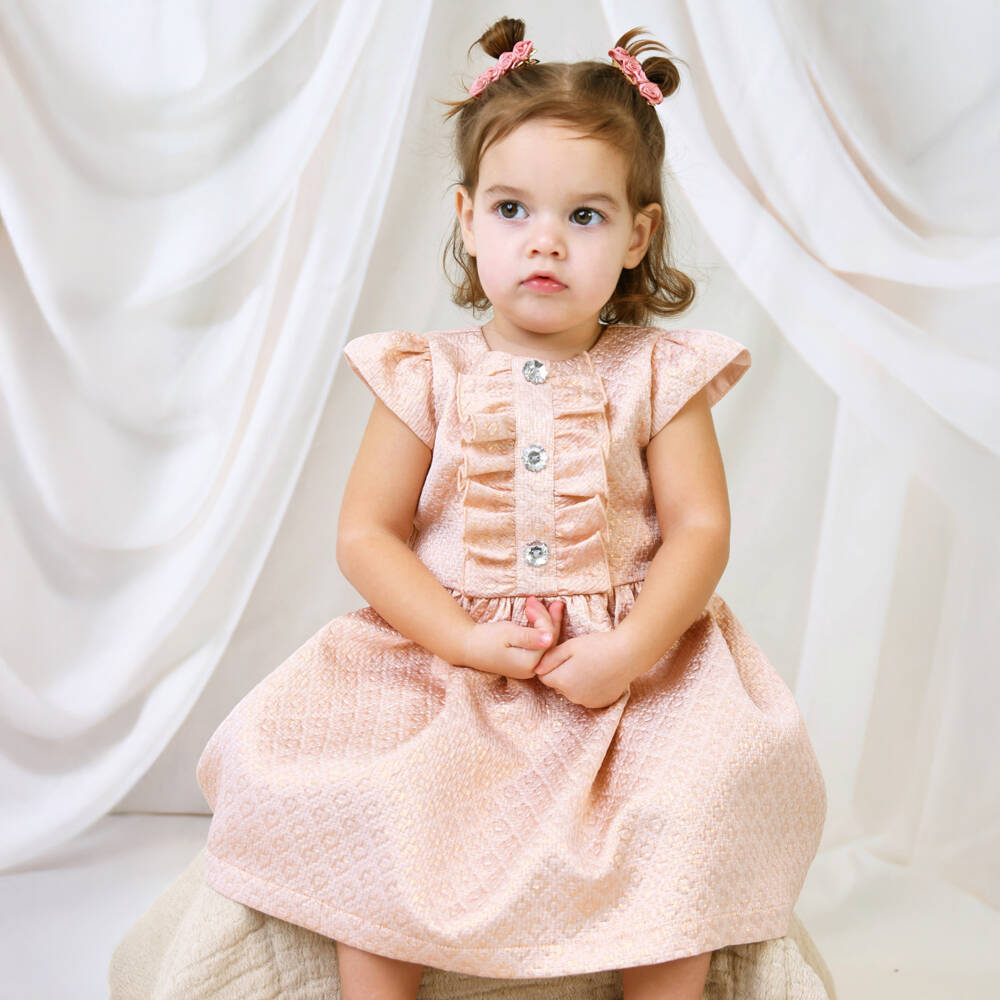 Angel's Face-Girls Rose Gold Jacquard Gown | Childrensalon Outlet