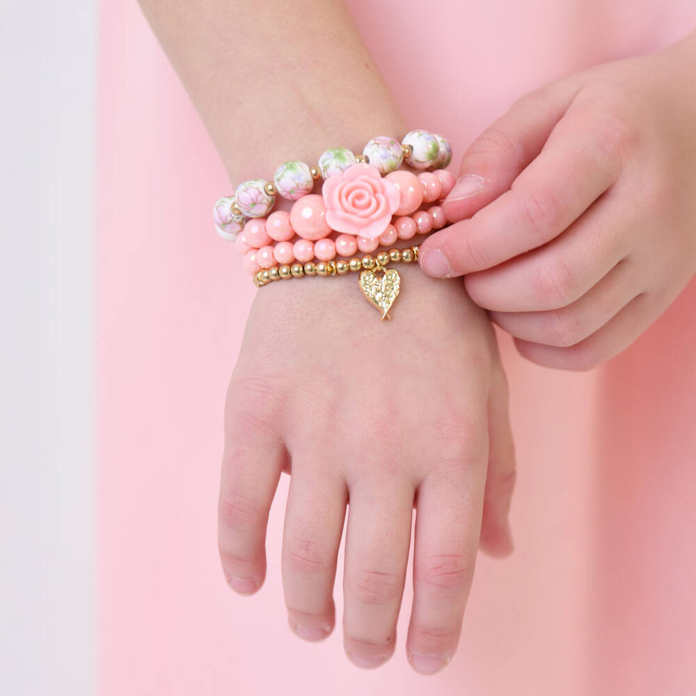 Angel's Face-Girls Rosy & Golden Bead Bangles | Childrensalon Outlet