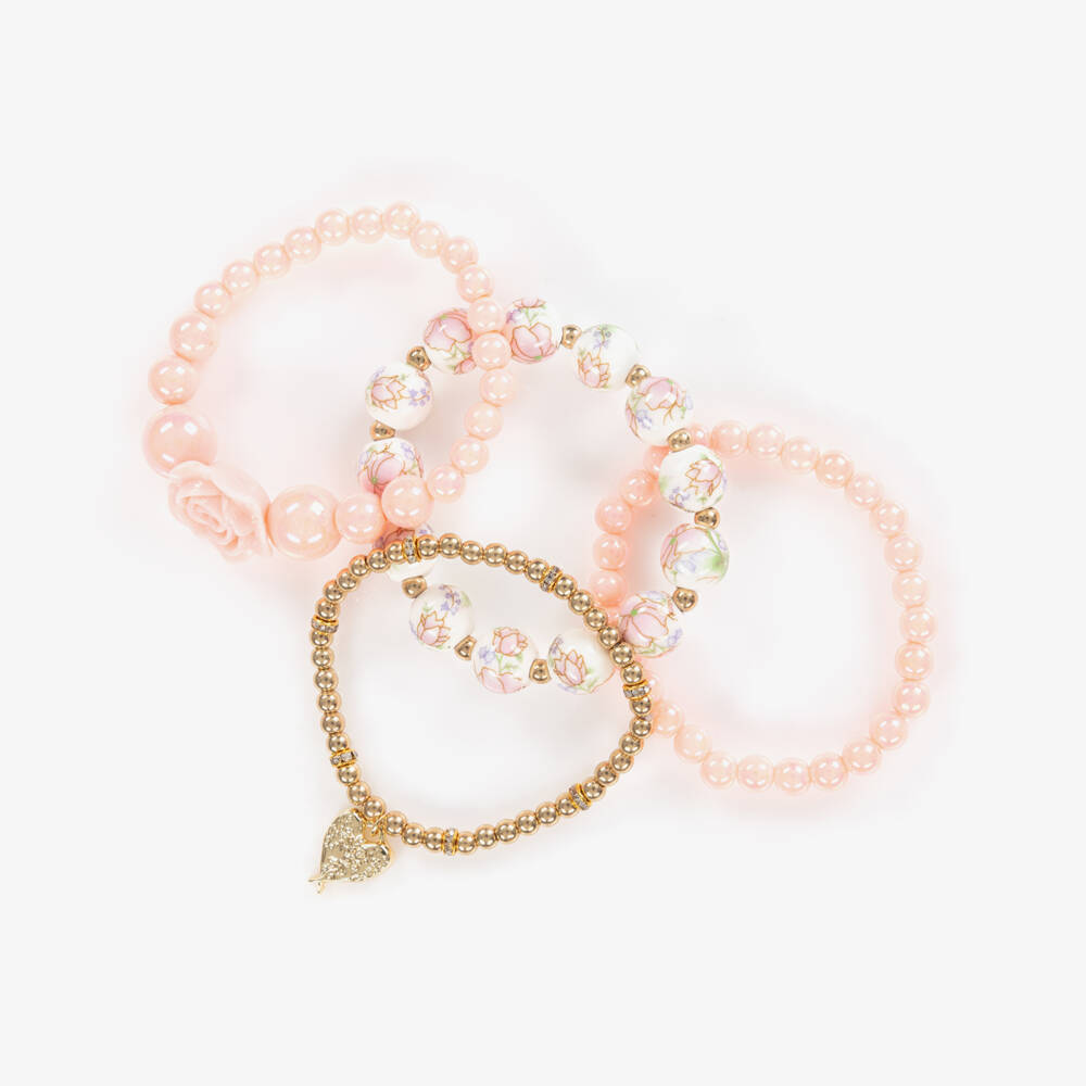 Angel's Face-Girls Rosy & Golden Bead Bangles | Childrensalon Outlet
