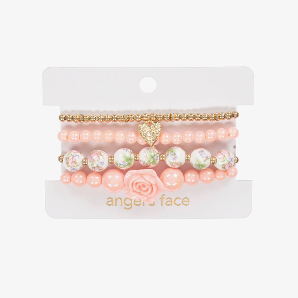 Angel's Face-Girls Rosy & Golden Bead Bangles | Childrensalon Outlet