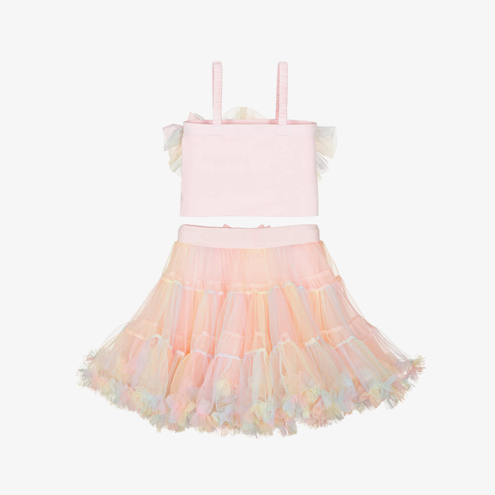 Angel's Face-Girls Rosy Rainbow Tulle Ensemble | Childrensalon Outlet