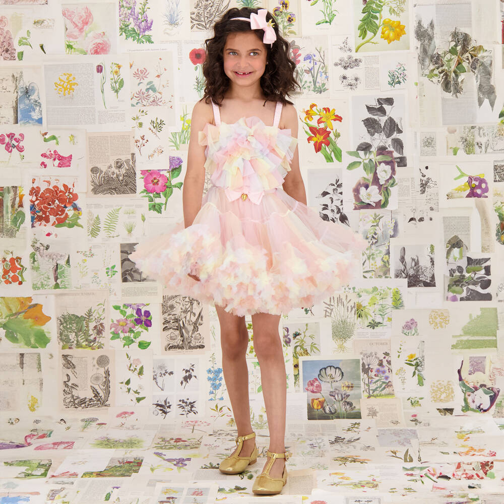 Angel's Face-Girls Rosy Rainbow Tulle Ensemble | Childrensalon Outlet