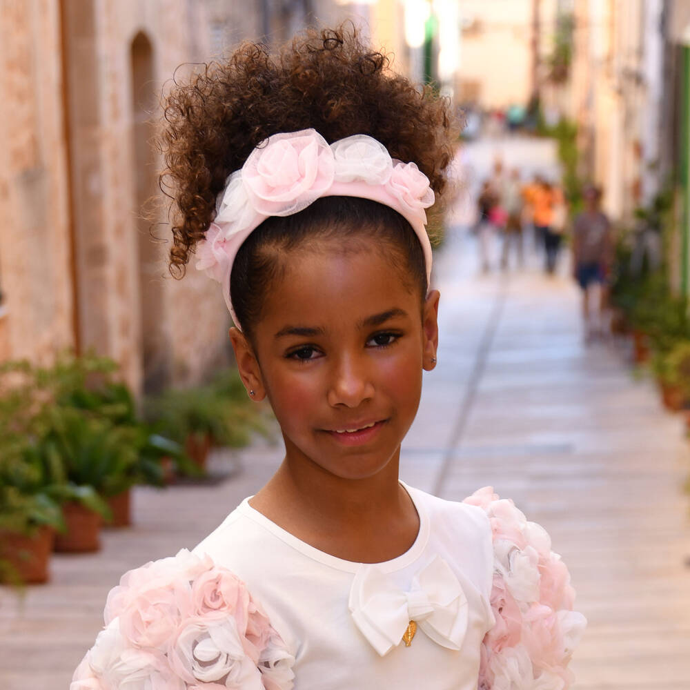 Angel's Face-Girls Rosy Tulle Floral Headband | Childrensalon Outlet