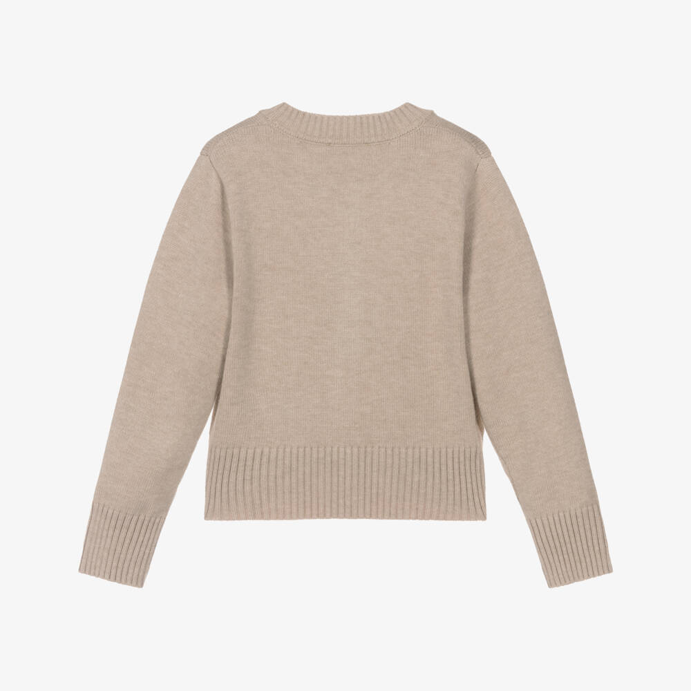 Angel's Face-كارديغان بناتي بأزرار كريستالية بلون الرمل | Childrensalon Outlet