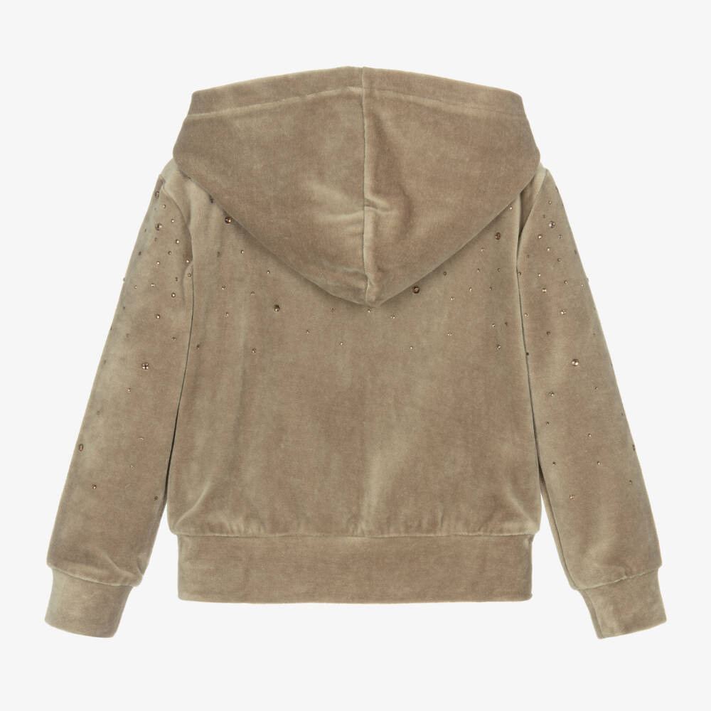 Angel's Face-Girls Sand Velour Rhinestone Hoodie | Childrensalon Outlet