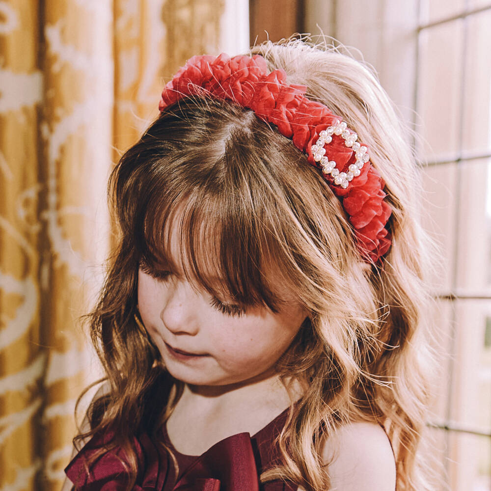 Angel's Face-Аксессуар для волос с алыми рюшами для девочек | Childrensalon Outlet