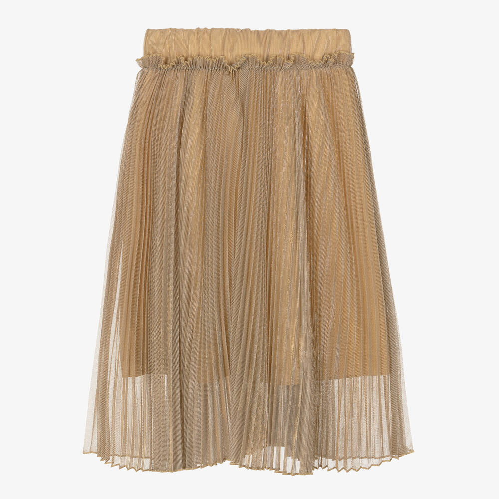 Angel's Face-Girls Sheer Gold Pleated Skirt | Childrensalon Outlet