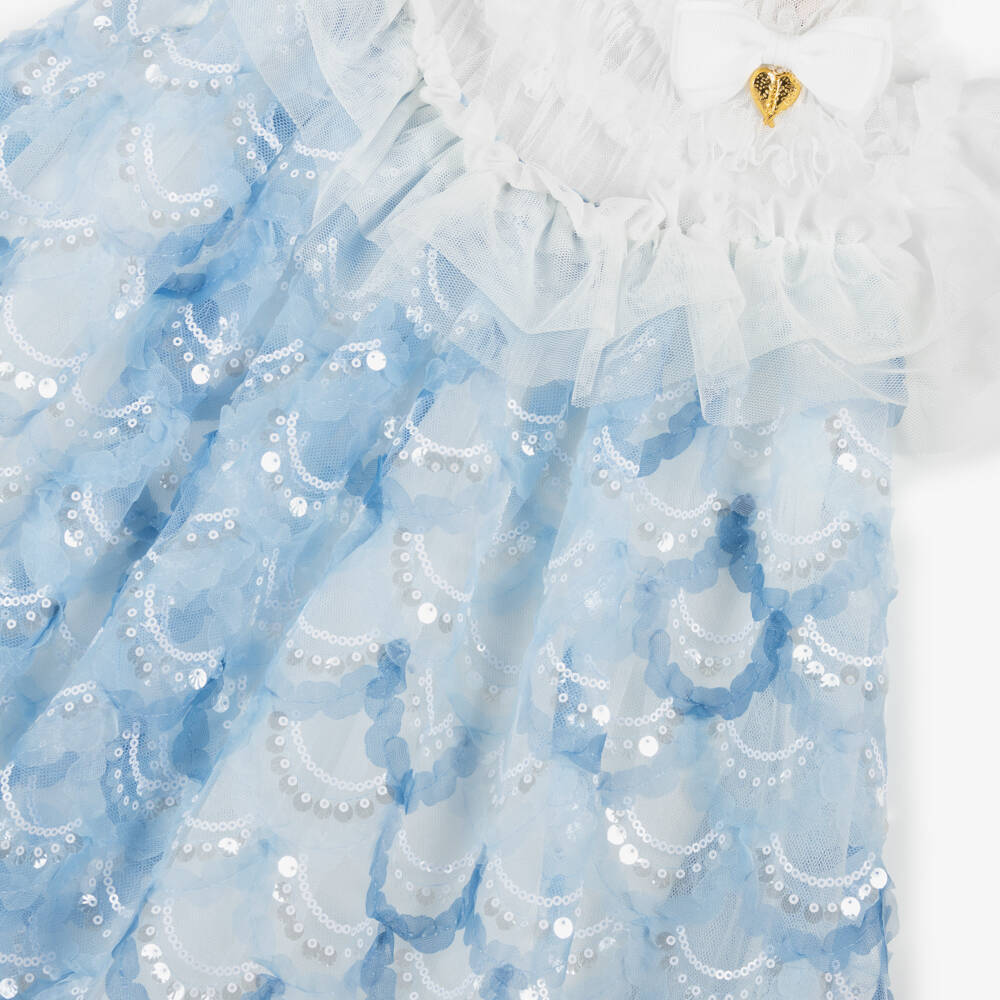 Angel's Face-Girls Shimmering Blue Tulle Gown | Childrensalon Outlet