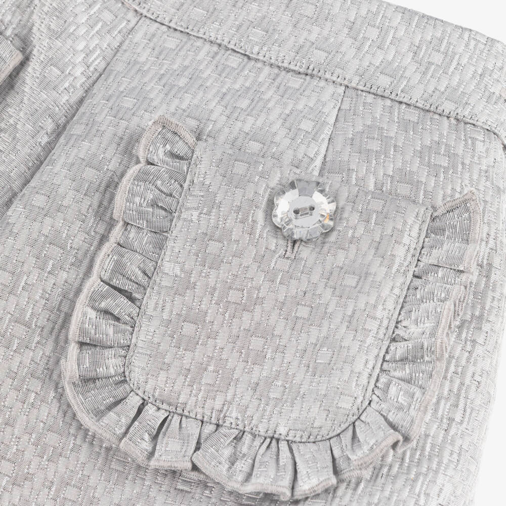 Angel's Face-شورت فضي لامع بنقشة للبنات | Childrensalon Outlet