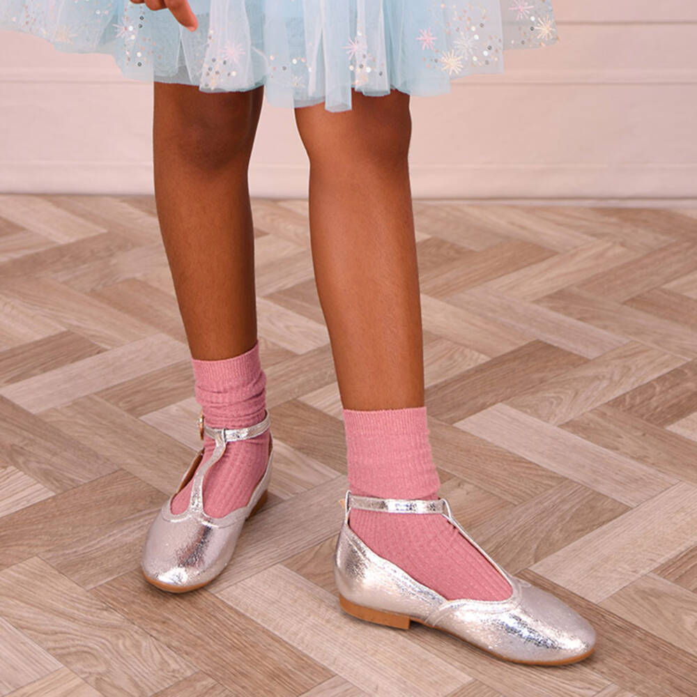 Angel's Face-Girls Silver Metallic T-Bar Shoes | Childrensalon Outlet