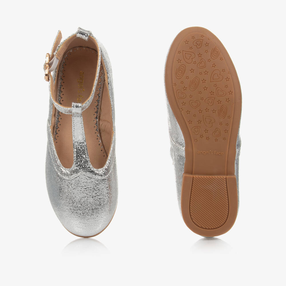 Angel's Face-Girls Silver Metallic T-Bar Shoes | Childrensalon Outlet